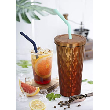 Hiware 12 Pcs Reusable Silicone Drinking Straws with Case