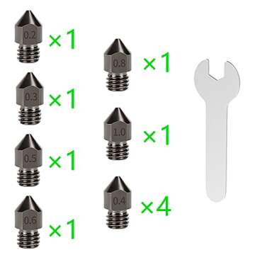 3D Printer Nozzles Set - 11PCS MK8 Hardened Steel Nozzles