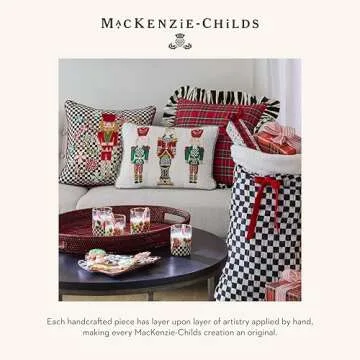 MACKENZIE-CHILDS Deck the Halls Tumbler Glasses, Holiday Tumbler Drinkware, Christmas Glassware, 12 Ounces, Set of 4