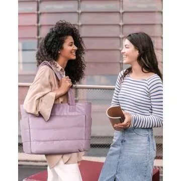 BAGSMART Tote Bag for Women, Lightweight Puffy Tote Bag with Compartments Shoulder Bag Handbag Quilt...