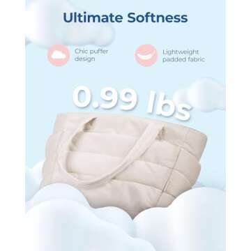 BAGSMART Tote Bag for Women, Lightweight Puffy Tote Bag with Compartments Shoulder Bag Handbag Quilted Shoulder Bag Handbag for Travel, Work, Beach, Gym, Shop(Pinkish-purple)