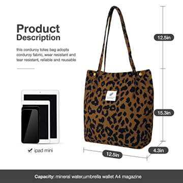 Premium Large Capacity LHMTQVK Corduroy Tote Bags for Women