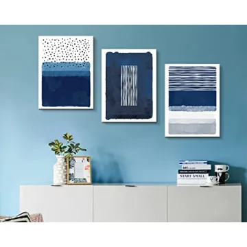 Creoate Blue Canvas Wall Art Set - Ready to Hang 3 Pieces