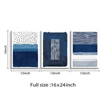 Creoate Blue Canvas Wall Art Set - Ready to Hang 3 Pieces