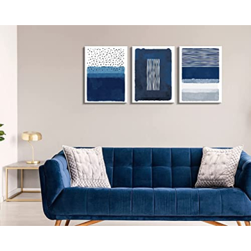 Creoate Blue Canvas Wall Art Set - Ready to Hang 3 Pieces