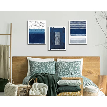 Creoate Blue Canvas Wall Art Set - Ready to Hang 3 Pieces