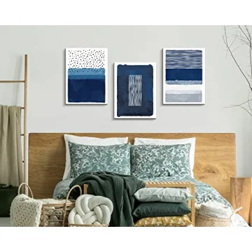 Creoate Blue Canvas Wall Art Set - Ready to Hang 3 Pieces