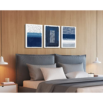 Creoate Blue Canvas Wall Art Set - Ready to Hang 3 Pieces
