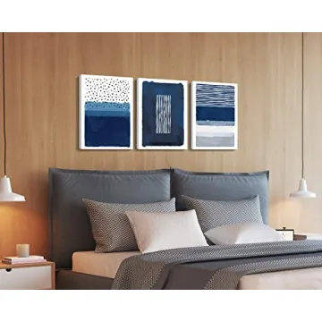 Creoate Blue Canvas Wall Art Set - Ready to Hang 3 Pieces