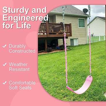 Pink Swing Seat - Heavy Duty Chain Plastic Coated - Playground Swing Set Accessories Replacement Gif...