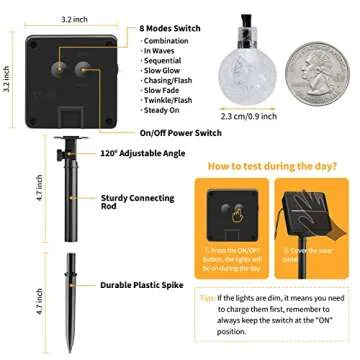 Solar String Lights Outdoor 60 LED 36FT Crystal Globe Lights with 8 Lighting Modes, Waterproof Solar Powered Patio Lights for Garden Yard Porch Wedding Party Decor (Warm White)