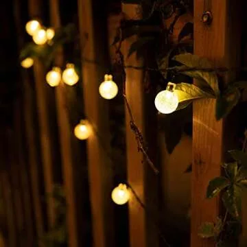 Solar String Lights Outdoor 60 LED 36FT Crystal Globe Lights with 8 Lighting Modes, Waterproof Solar Powered Patio Lights for Garden Yard Porch Wedding Party Decor (Warm White)