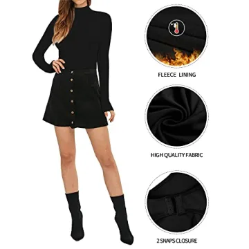 MANGOPOP Fleece Lined Bodysuit for Women - Stylish Warmth