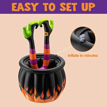 Halloween Inflatable Witch Legs Cauldron Cooler for Parties