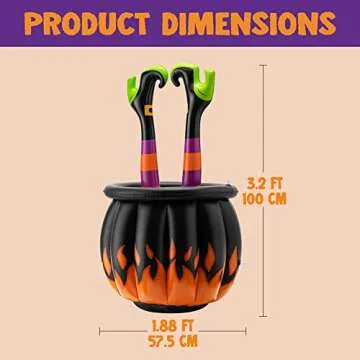 Halloween Inflatable Witch Legs Cauldron Cooler for Parties