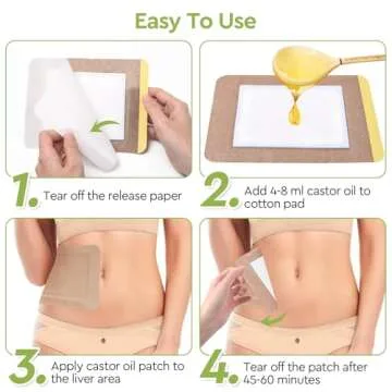 STFOCE 20pcs Castor Oil Pack Wrap, Castor Oil Pack Wrap Organic Cotton, Organic Castor Oil Pack Self-Adhesive, Anti Leakage, No Wash, Portable (Oil Not Included) (1 Count (Pack of 20))