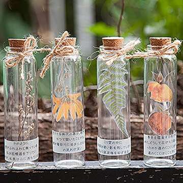 MAXLEAF Transparent Waterproof Stickers Set - 48PCS Vintage Plants Flowers Collection Big Size Waterproof Stickers for Decoration Planners Scrapbook Laptops (Dried Flowers)