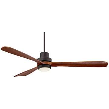 Casa Vieja 66" Casa Delta-Wing Rustic Farmhouse 3 Blade Indoor Ceiling Fan with LED Light Remote Oil...