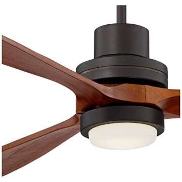 Casa Vieja 66" Casa Delta-Wing Rustic Farmhouse 3 Blade Indoor Ceiling Fan with LED Light Remote Oil Rubbed Bronze Walnut Wood for Living Room Kitchen House Bedroom Family Dining Office
