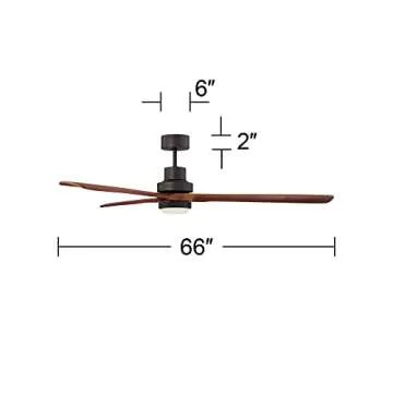 Casa Vieja 66" Casa Delta-Wing Rustic Farmhouse 3 Blade Indoor Ceiling Fan with LED Light Remote Oil Rubbed Bronze Walnut Wood for Living Room Kitchen House Bedroom Family Dining Office