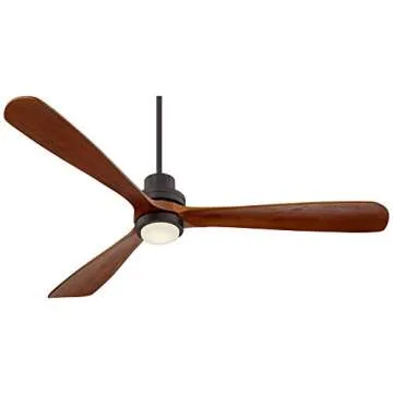Casa Vieja 66" Casa Delta-Wing Rustic Farmhouse 3 Blade Indoor Ceiling Fan with LED Light Remote Oil Rubbed Bronze Walnut Wood for Living Room Kitchen House Bedroom Family Dining Office