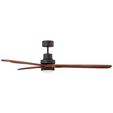 Casa Vieja 66" Casa Delta-Wing Rustic Farmhouse 3 Blade Indoor Ceiling Fan with LED Light Remote Oil Rubbed Bronze Walnut Wood for Living Room Kitchen House Bedroom Family Dining Office