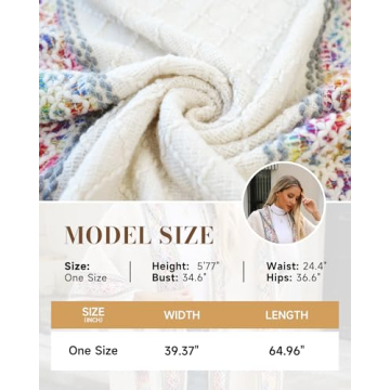 Bsubseach Women's Knit Shawl - Soft Fringe Poncho Cape