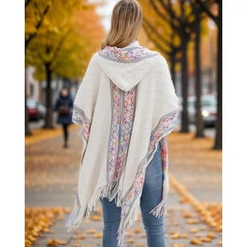 Bsubseach Women's Knit Shawl - Soft Fringe Poncho Cape