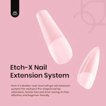 Beetles Short Almond Nail Tips: 12 Sizes 288 PCS Half Matte Full Cover Almond Gel Tips Clear Acrylic Beetles Gel X Nail Tips Almond Shape for Girls Women DIY Nail Extension