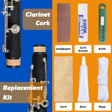 Nan Yante Clarinet Cork Replacement Kit | 3 PCS /37x90mm Corks, Cork Grease, Glue, Knife, 2x Sandpap...