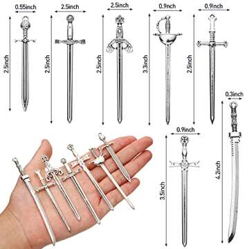 Zonon 21 Piece Antique Sword Bookmark Charms - Unique Craft Gifts for Readers