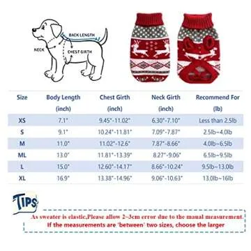 Vehomy Dog Christmas Sweaters Pet Winter Knitwear Xmas Clothes Classic Warm Coats Reindeer Snowflake Argyle Sweater for Kitty Puppy Cat-S