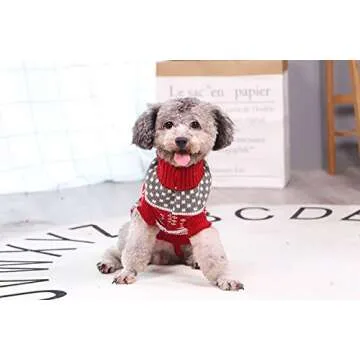 Vehomy Dog Christmas Sweaters Pet Winter Knitwear Xmas Clothes Classic Warm Coats Reindeer Snowflake Argyle Sweater for Kitty Puppy Cat-S