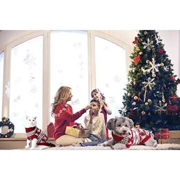 Vehomy Dog Christmas Sweaters Pet Winter Knitwear Xmas Clothes Classic Warm Coats Reindeer Snowflake Argyle Sweater for Kitty Puppy Cat-S