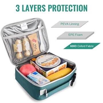 Genteen Lunch Box Kids,Insulated Lunch Bag Kids Boys Girls,Soft Bag Mini Cooler Back to School Thermal Meal Tote Kit Lunch Box for School,Work,Outdoor (Green)