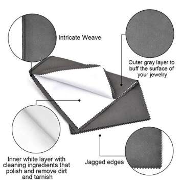 SEVENWELL 2pcs Jewelry Polishing Cleaning Cloth Large 10'' x 12'' for Sterling Silver Jewelry Gold, ...