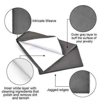 SEVENWELL 2pcs Jewelry Polishing Cleaning Cloth Large 10'' x 12'' for Sterling Silver Jewelry Gold, ...