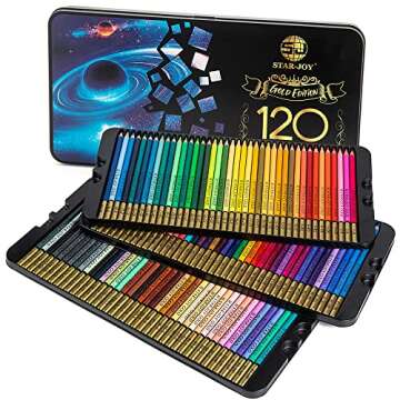 SJ STAR-JOY Gold Edition 120 Colored Pencils for Adult Coloring, Premier Color Pencils for Layering ...