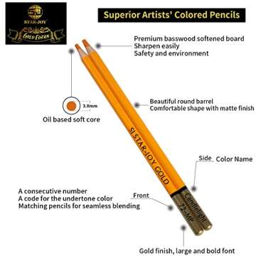 SJ STAR-JOY Gold Edition 120 Colored Pencils for Adult Coloring, Premier Color Pencils for Layering Shading Blending, Holiday Gifts for Artist Drawing, Oil Based Colored Pencils