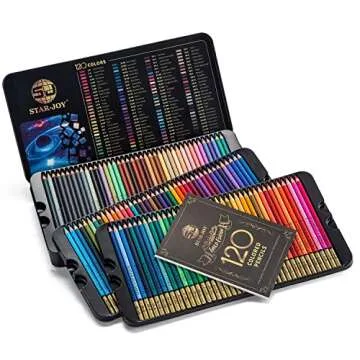 SJ STAR-JOY Gold Edition 120 Colored Pencils for Adult Coloring, Premier Color Pencils for Layering Shading Blending, Holiday Gifts for Artist Drawing, Oil Based Colored Pencils