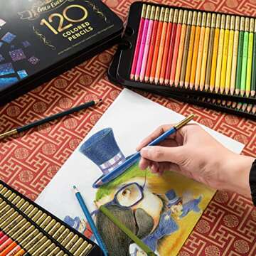 SJ STAR-JOY Gold Edition 120 Colored Pencils for Adult Coloring, Premier Color Pencils for Layering Shading Blending, Holiday Gifts for Artist Drawing, Oil Based Colored Pencils
