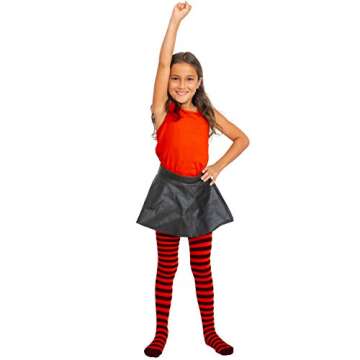 Skeleteen Black & Red Striped Thigh High Socks for All