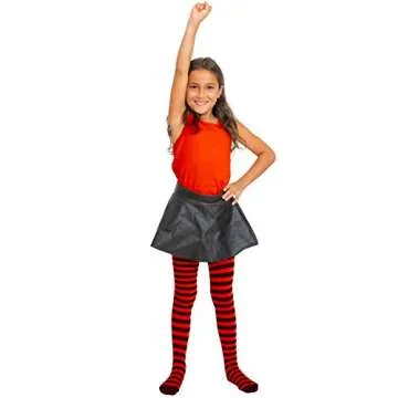 Skeleteen Black & Red Striped Thigh High Socks for All