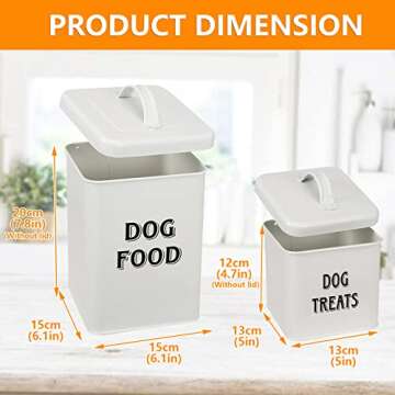 Morezi Dog Food Storage Container Farmhouse Pet Food Treats holder with Lid and Scoop, Perfect Sturdy Canister Tins for Kitchen Countertop, Shelf, Great Gift for Pet Owners - Dog Food