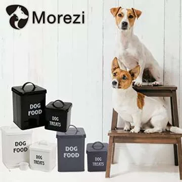 Morezi Dog Food Storage Container Farmhouse Pet Food Treats holder with Lid and Scoop, Perfect Sturdy Canister Tins for Kitchen Countertop, Shelf, Great Gift for Pet Owners - Dog Food