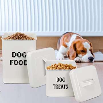 Morezi Dog Food Storage Container Farmhouse Pet Food Treats holder with Lid and Scoop, Perfect Sturdy Canister Tins for Kitchen Countertop, Shelf, Great Gift for Pet Owners - Dog Food