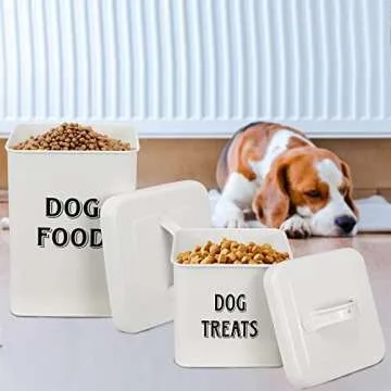 Morezi Dog Food Storage Container Farmhouse Pet Food Treats holder with Lid and Scoop, Perfect Sturdy Canister Tins for Kitchen Countertop, Shelf, Great Gift for Pet Owners - Dog Food