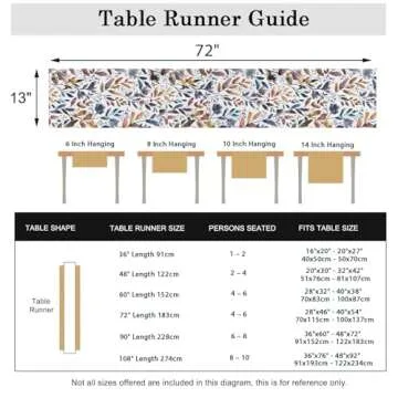 Winter Table Runner 72 Inches Long,Watercolor Flowers Leaves Table Runner,Holiday Floral Decorations for Party,Fall Thanksgiving Rustic Farmhouse Decor for Kitchen Dinner Home Dining Table