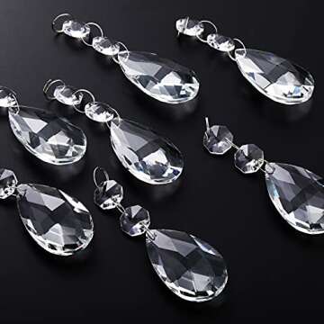 12 Pieces Crystal Prisms Chandelier Clear Teardrop Ornament Pendants Crystal Beads Hanging Glass Cry...