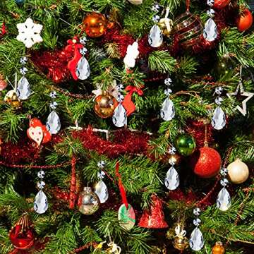 12 Pieces Crystal Prisms Chandelier Clear Teardrop Ornament Pendants Crystal Beads Hanging Glass Crystal Chandelier Prisms for Wedding Party Tree Garlands Decoration DIY Jewelry (2 Inch)